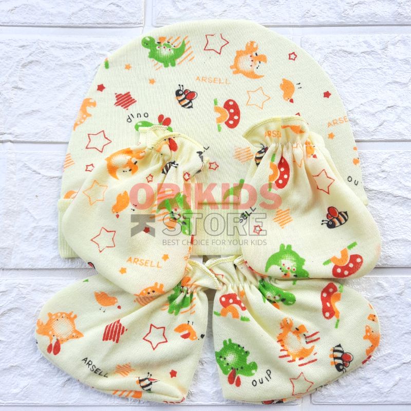 Topi Set Bayi Baru Lahir Kupluk Sarung Tangan Kaos Kaki 1 Set Murah