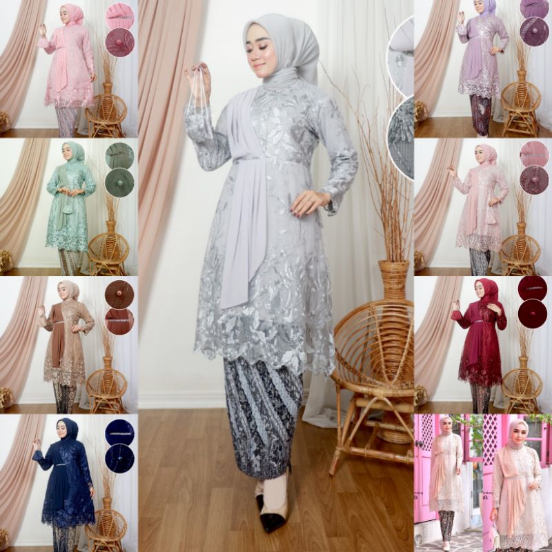 TUNIK SELENDANG // BAHAM TILLE BORDIR MUTIARA MIX SERUTY // By ADIVA