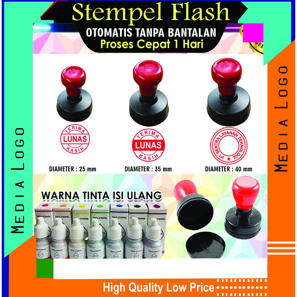 

STEMPEL FLASH BULAT-OTOMATIS TANPA BANTALAN-PRAKTIS SIAP PAKAI