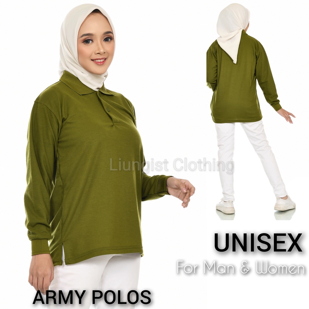 Kaos Polo Panjang Unisex Army Polos / Kaos Kerah / Poloshirt / Polo Shirt Panjang