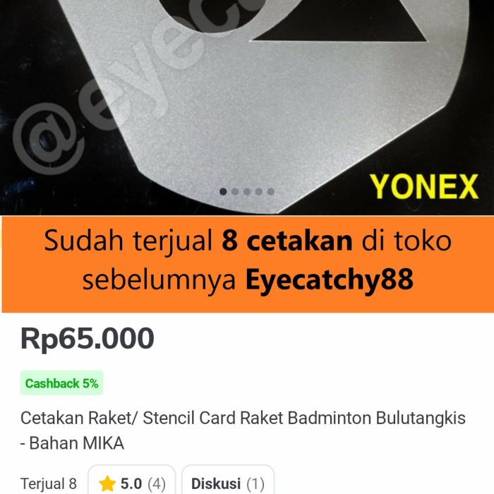 Raket Cetakan Raket / Logo Raket / Stencil Card Badminton - Mika