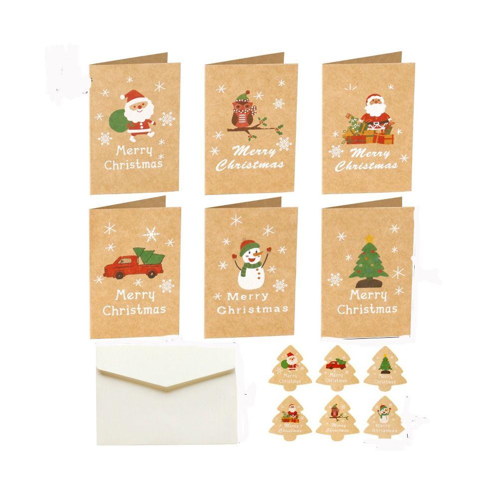 TOP 12set Merry Christmas DIY Handmade Pesta Liburan Terima Amplop Wish Hadiah Kartu