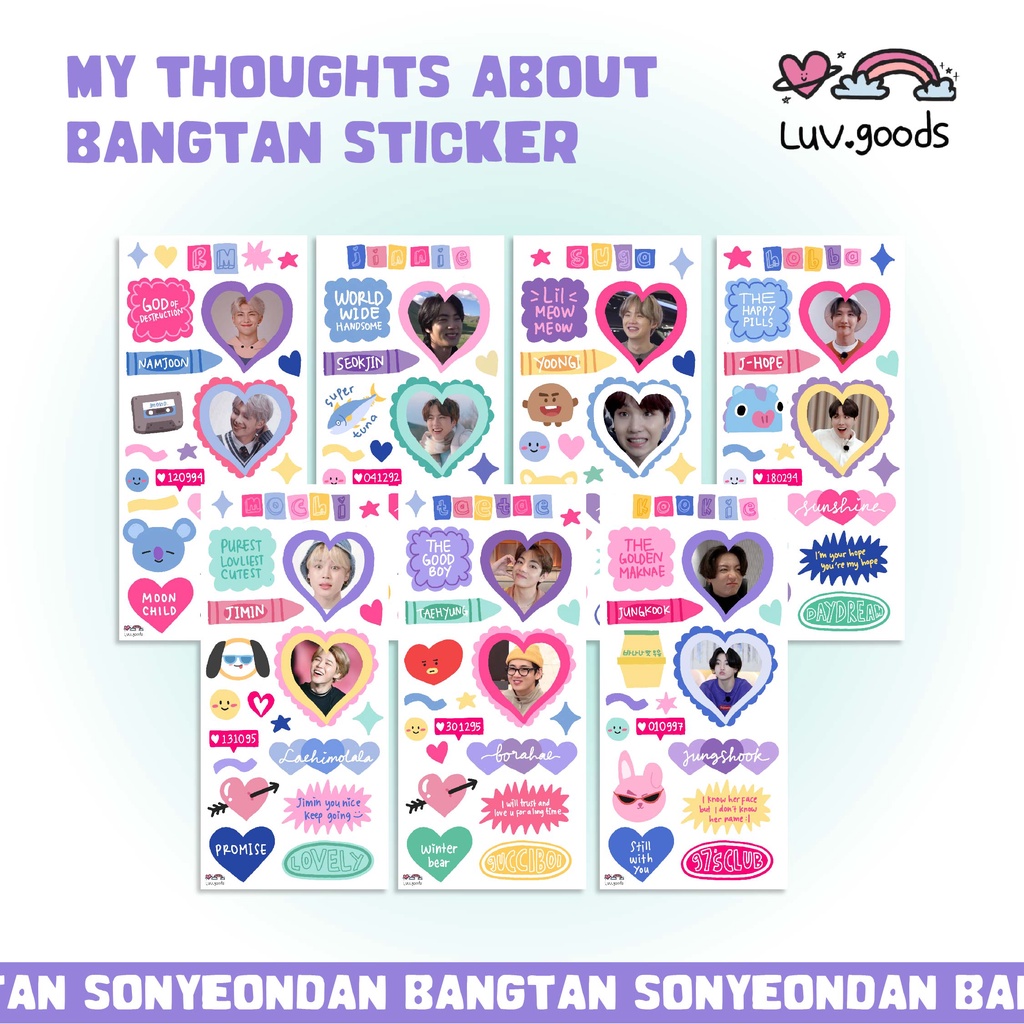 

No Restock - min beli 2 pcs - my thoughts about: bangtan bts deco sticker