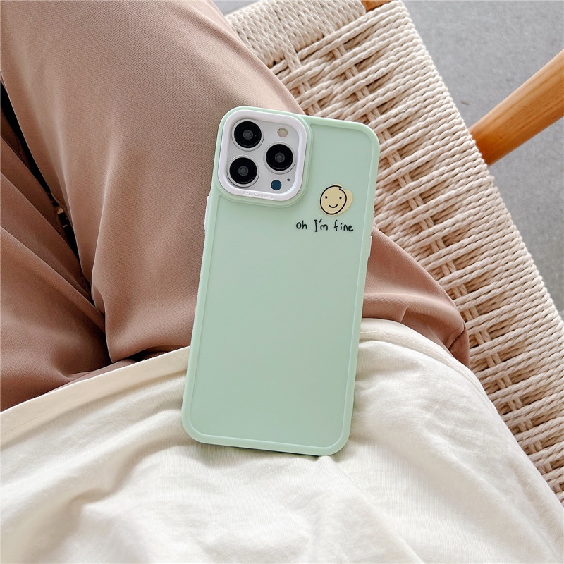 Soft Case Bahan Silikon TPU Warna Permen Desain Kartun Smiling Face Untuk IPhone 14 13 12 11 Pro Max