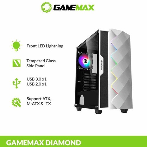 Gamemax Case Diamond Black White COC with COC Turbo Fan