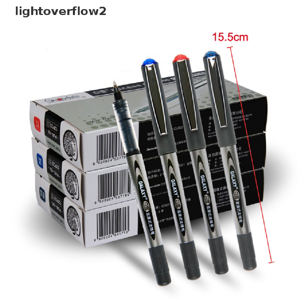 (lightoverflow2) 12pcs / Set Pulpen Tinta Gel 0.5mm Warna Hitam / Merah / Biru