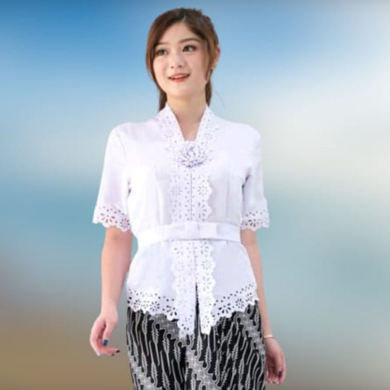 Atasan Kebaya Encim Floy Laser Cut Senada Modern Wisuda Pesta