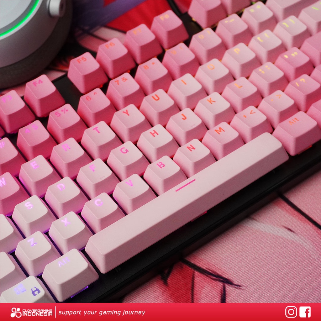Keycaps CLV Pink Lady - PBT Double Shot 104 Keycap Set Custom