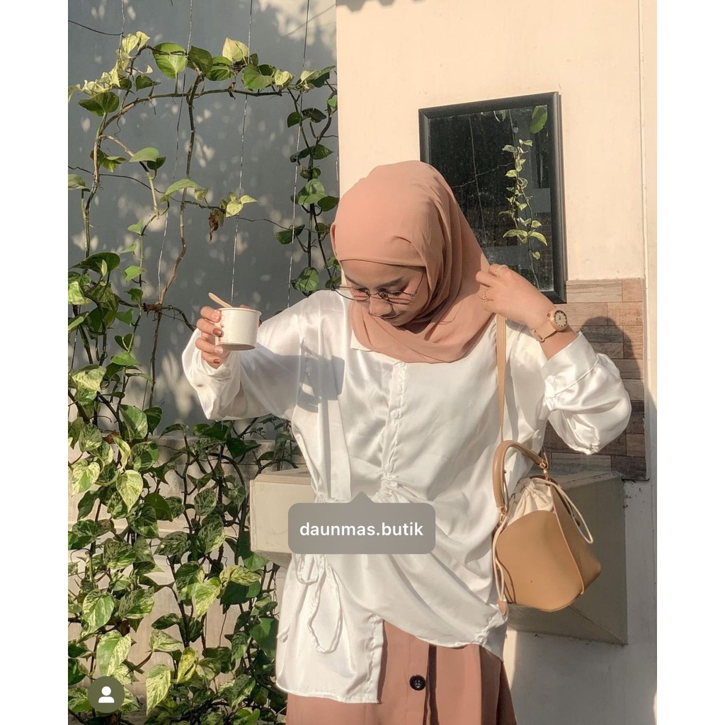 1KG MUAT 5PCS | ARMANY SILK BLOUSE KERUT SERUT DEPAN HITS OOTD FASHION WANITA SELEBGRAM