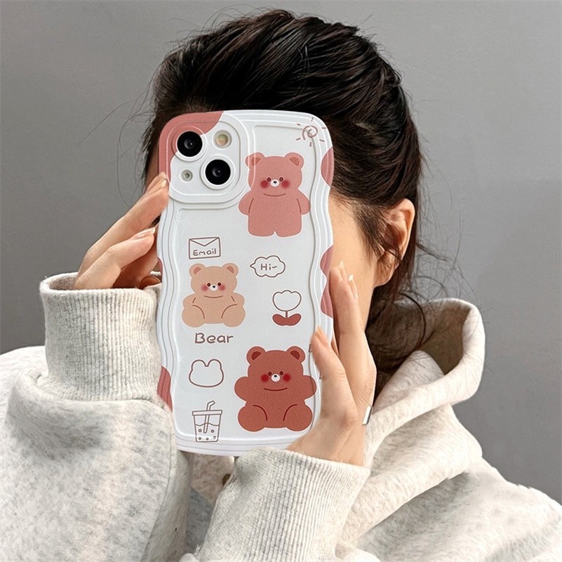 Soft Case Silikon Motif Kartun Beruang Untuk iPhone 14 13 12 11 Pro Max X Xr Xs Max 8 7 6 6s Plus