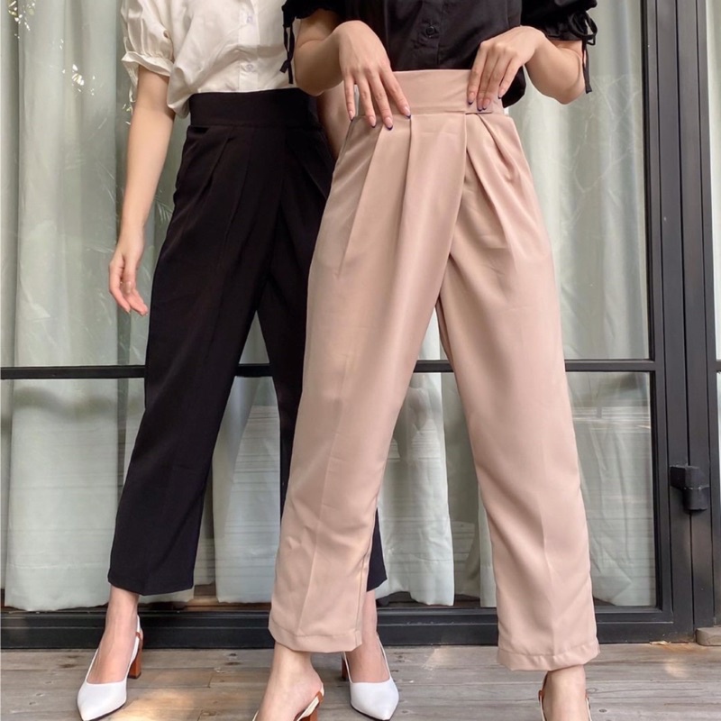 CLAUDE VELCRO HIGHT WAIST PANTS - CULLOTES KOREA LONG PANTS - CELANA KULOT WANITA PREMIUM - CELANA  KERJA PANJANG FORMAL WANITA - FLOWY PANTS - HADIAH ATAU KADO ULTAH CEWEK