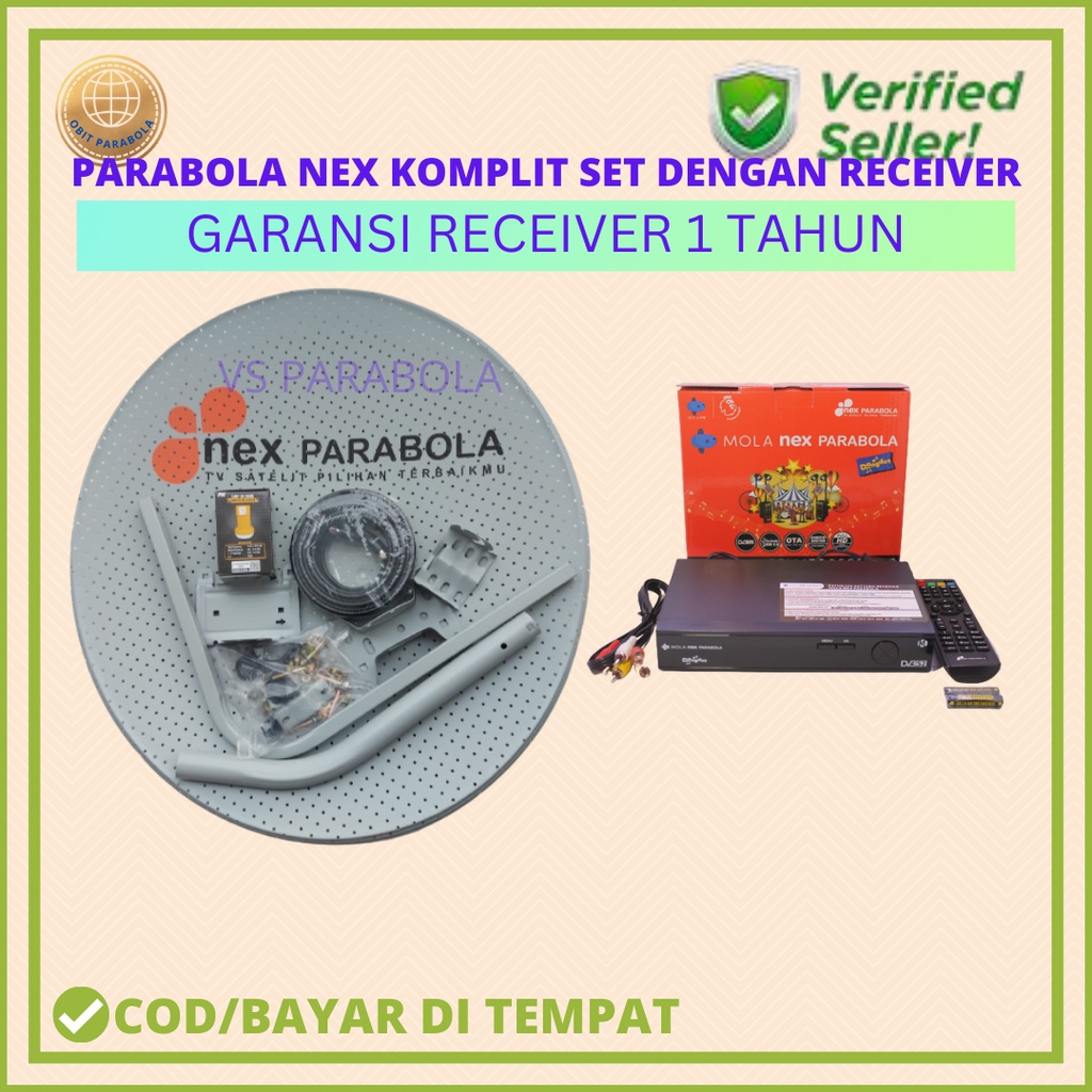 PARABOLA NEX PARABOLA LUBANG2 KOMPLIT RECEIVER NEX MERAH ANTENA 60 CM