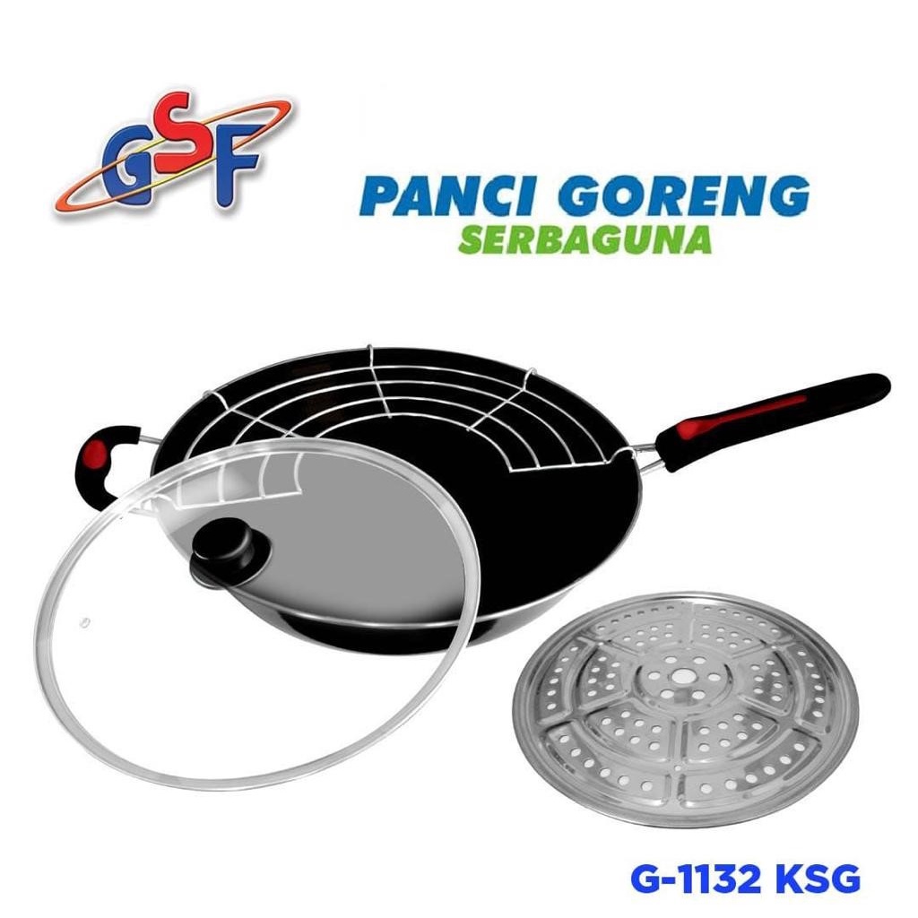 PANCI GORENG WAJAN SARINGAN STEAMER TEFLON BERKUALITAS AWET TAHAN LAMA GSF 1132K