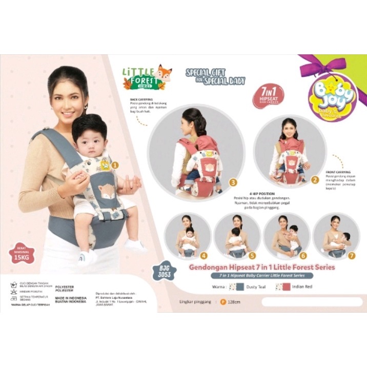 7.7 SALE !! Baby Joy Gendongan Hipseat 7 in 1 Little Forest Series - BJG3053 Termurah Lucu