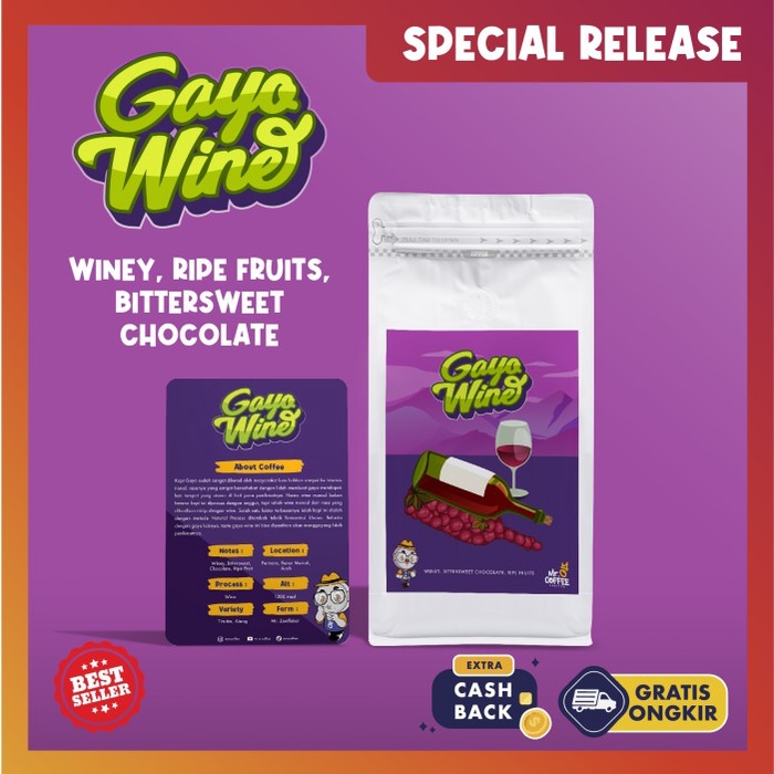 

Kopi Arabika GAYO WINE 500gr biji Kopi Aceh Gayo Wine SPECIALTY