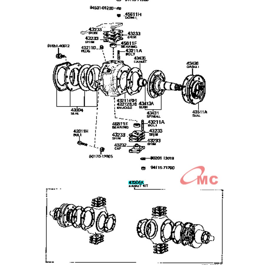 Seal Kit Kuncle Roda Depan Toyota Hardtop 04434-60012-JP