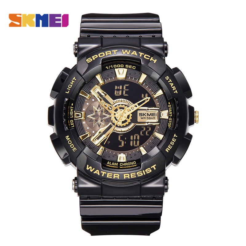 Skmei jam tangan fashion Wanita original Analog-Digital watch 7003 Black Gold Water Resistant jam tangan cewek anti air 5atm