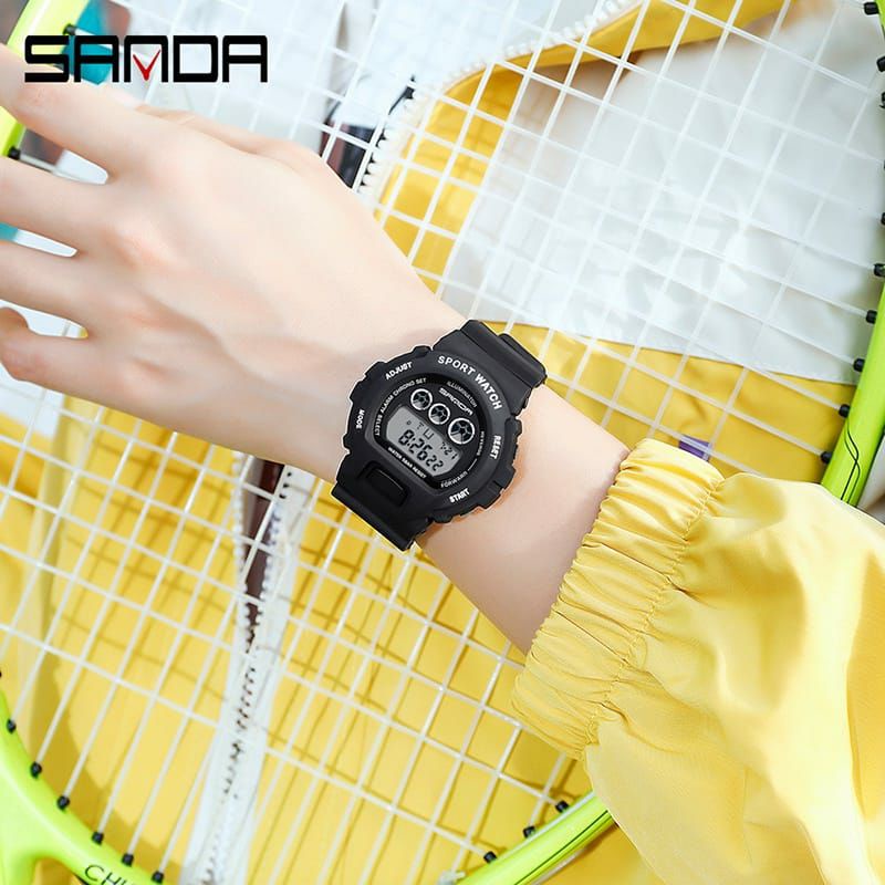 SANDA 2018 WARNA FAVORIT PILIHAN Jam Tangan Wanita Pria Digital Sport EL Backlight Tali Rubber Anti air