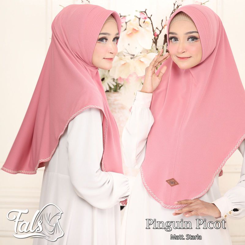 (Ori Fals) PINGUIN PICOT •jilbab instan jersey starla•jilbab pet instan