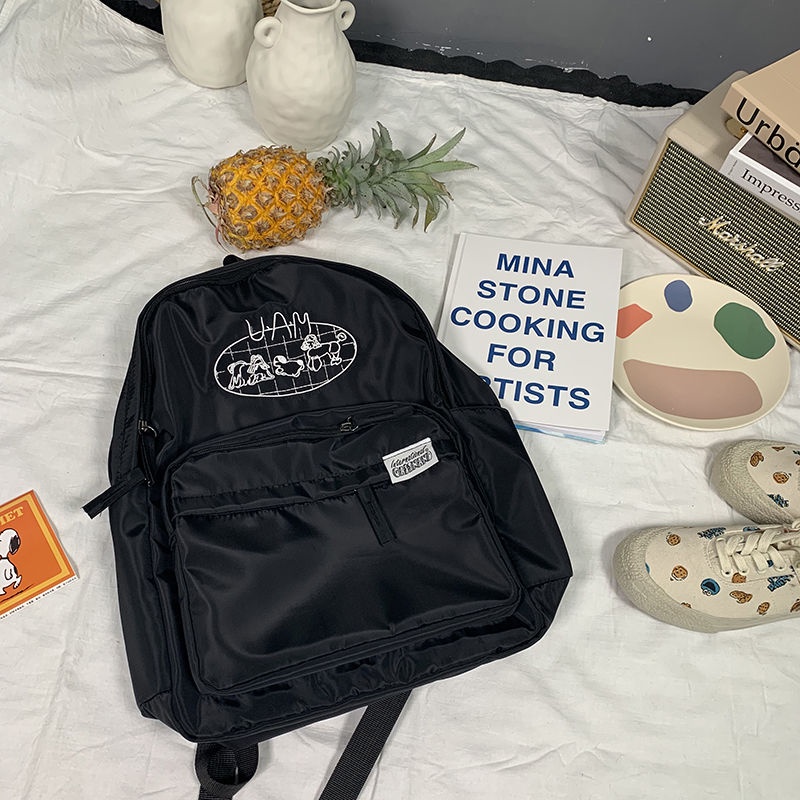 ﹍♣Sera Korea Vintage Gadis Ransel Mahasiswa Anak Anjing Lucu Bordir Lembut Gadis Tas Sekolah Wanita Ransel All-Match