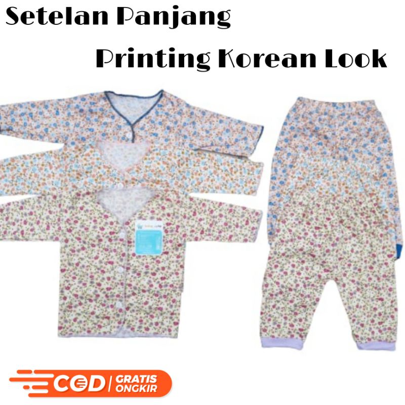 24pcs Paket perlengkapan baju celana bayi baru lahir, 3-6 dan 6-12 bulan kado motif perempuan printing korean look  SNI promo 9.9