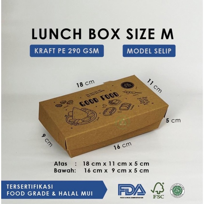 Paper Lunch Box Kertas Model Snack Box Makanan Kraft Burger Hot Dog Kebab