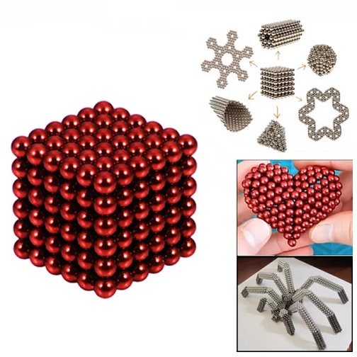 10 Butir Magnet Neodymium Bola Balls Bulat Round 5mm MERAH DIY Puzzle Cub Red