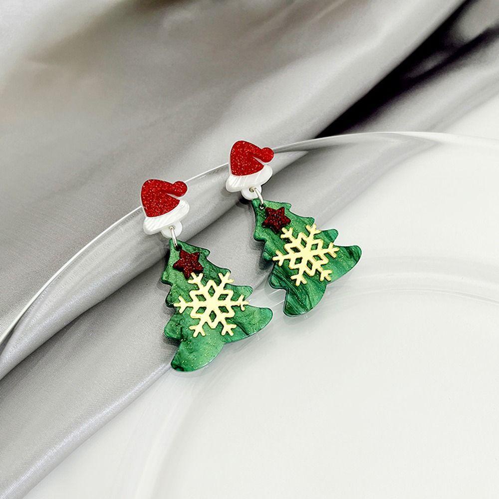 Mxbeauty Anting Tusuk Natal Anting Menjuntai Kepribadian Untuk Perempuan Untuk Perempuan Santa Claus Snowman Women Drop Earrings