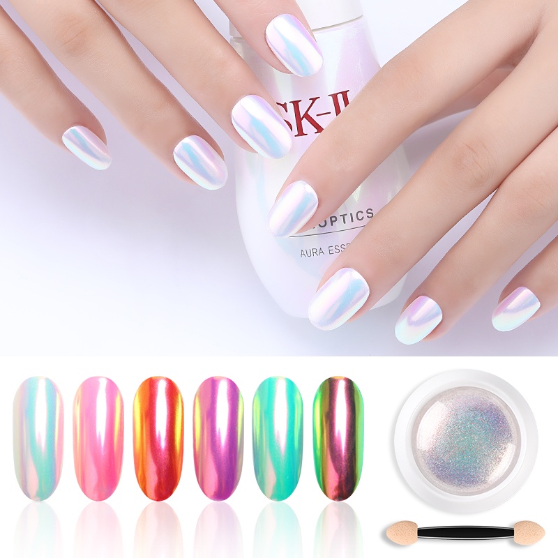 Solid Chrome Powder nail, Chrome Mirror Glass effect