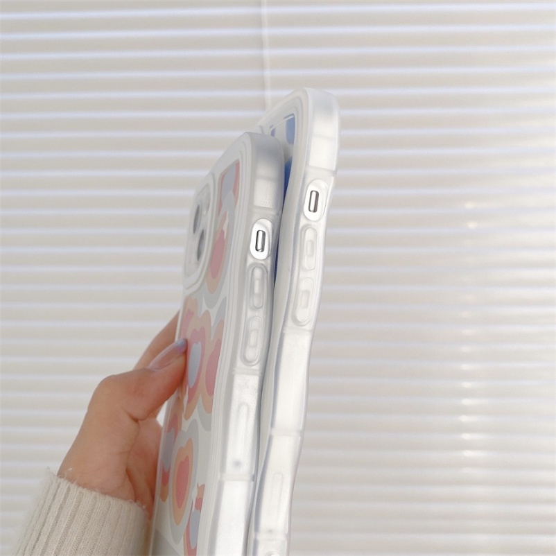 Soft Case Silikon Anti Gores Motif Hati Warna Permen Untuk iPhone 14 13 12 11 Pro Max X Xr Xs Max 8 7 6 6s Plus
