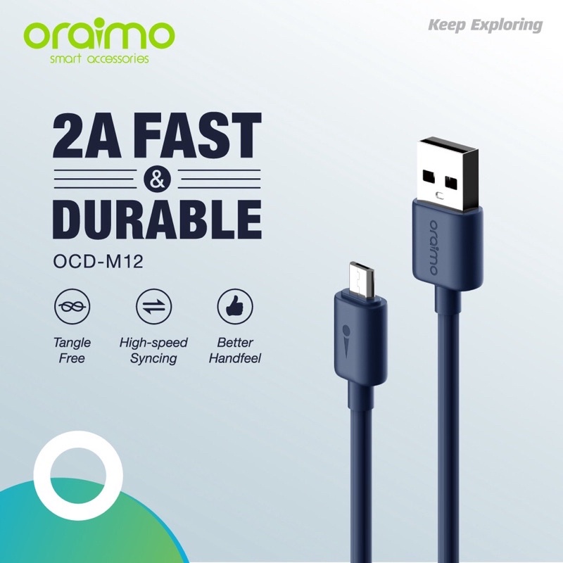 Oraimo Kabel Data Micro USB Android Cable 2A Fast &amp; Durable OCD-M12