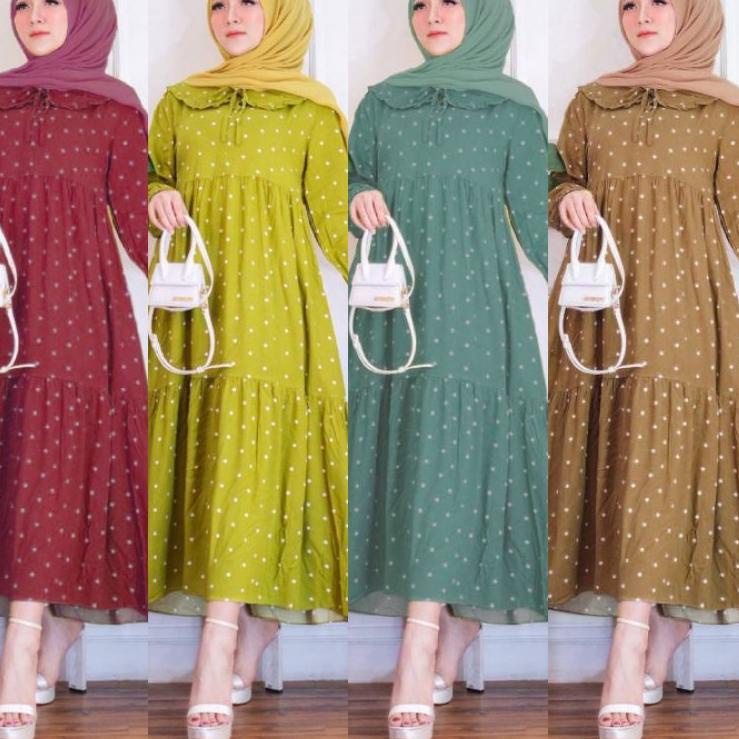 Chekout DRESS KANIA// GAMIS RAMPEL POLKADOT/ POLKA KEKINIAN TERBARU 2022// GAMIS LEBARAN// CHIKI MID
