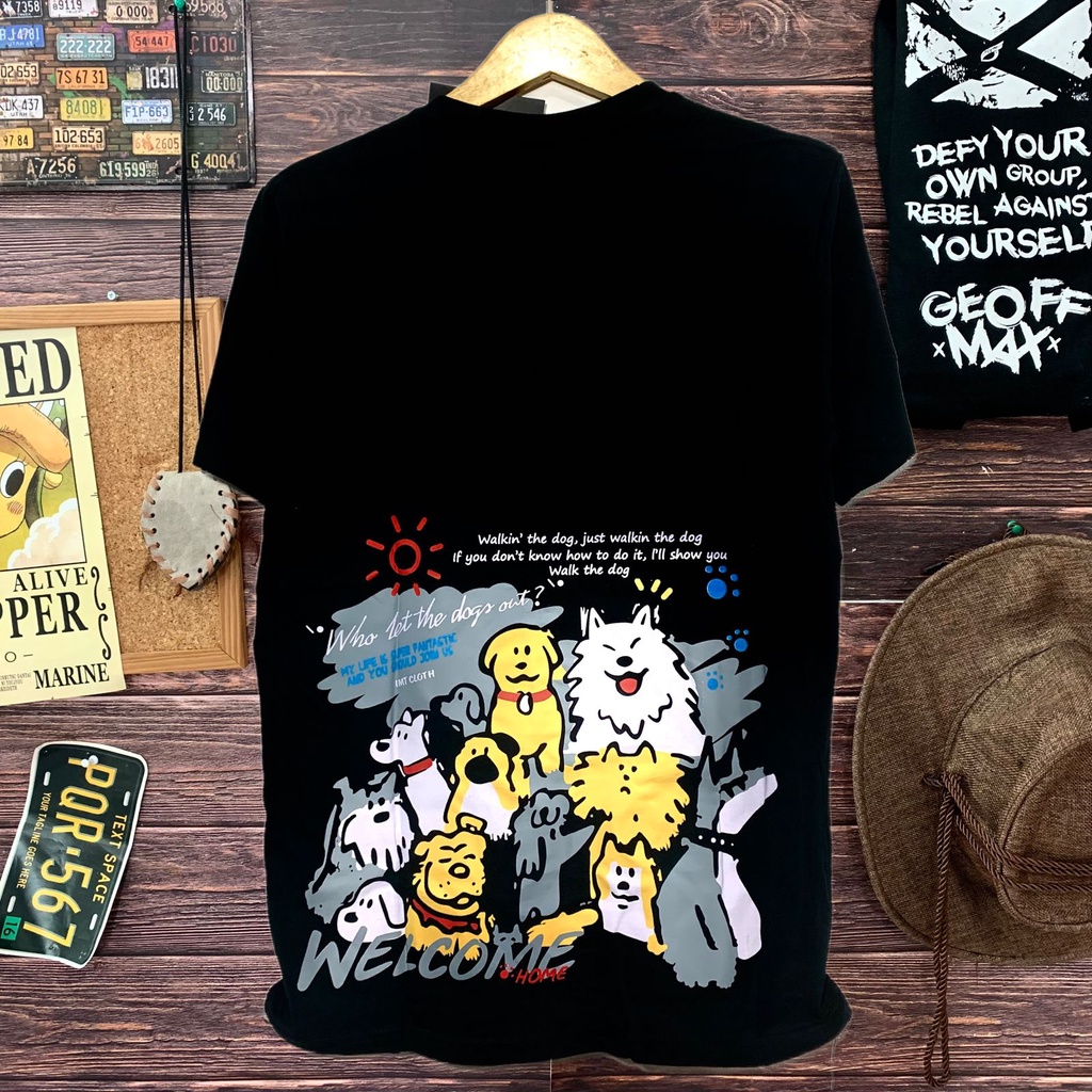 kaos distro pria walking dog ready size m l xl baju kaos cowok atasan pria cotton 30s