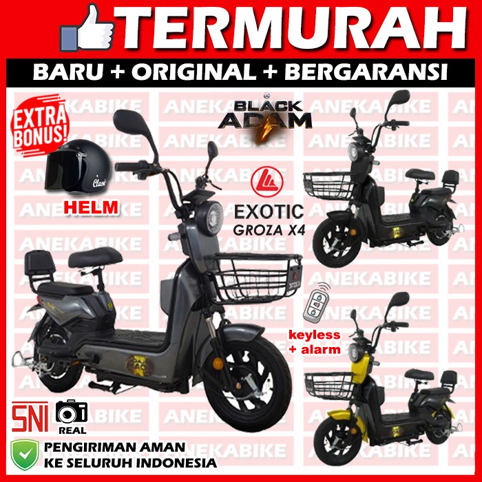 SEPEDA LISTRIK EXOTIC X4 GROZA BY PACIFIC + BONUS HELM, SEPEDA LISTRIK E-BIKE DEWASA