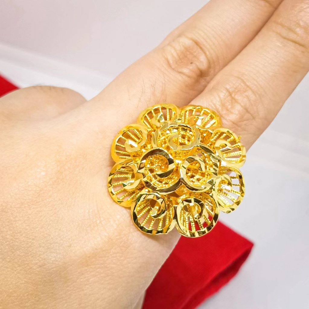 Cincin kendari xuping perhiasan lapis Emas asli 24k gold Bunga Terbaru Cantik Perhiasan