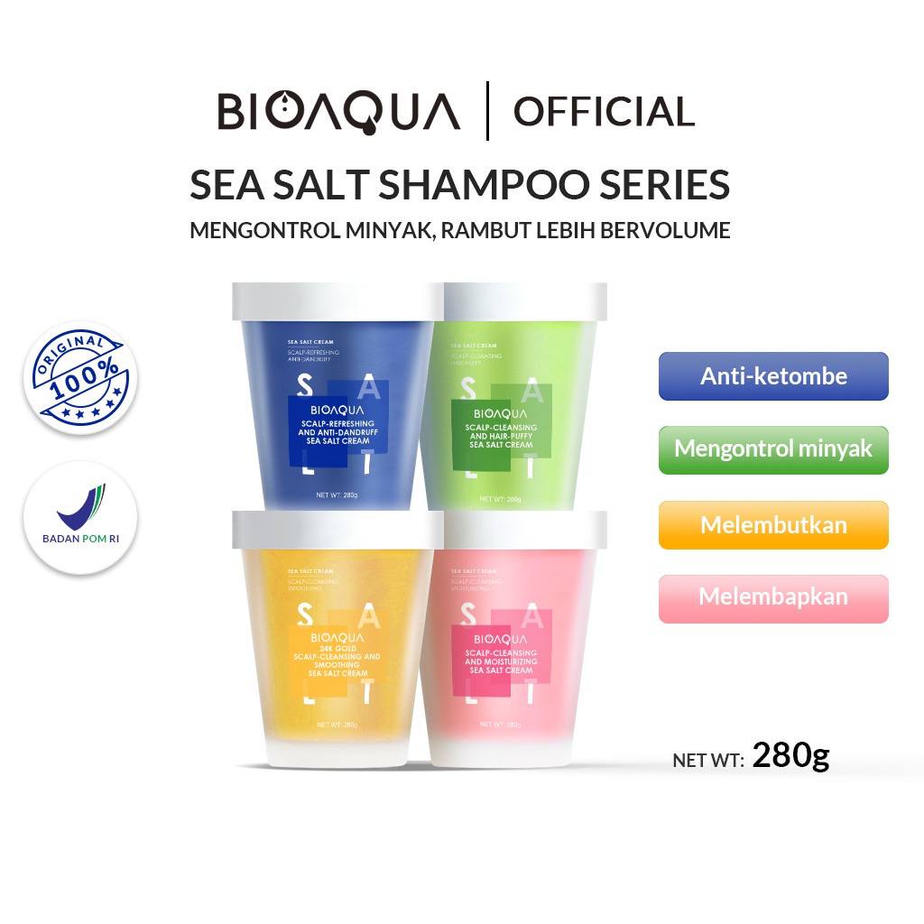 BIOAQUA Sea Salt Shampoo 280g Hair Care Rambut Menyegarkan dan Mengontrol Minyak