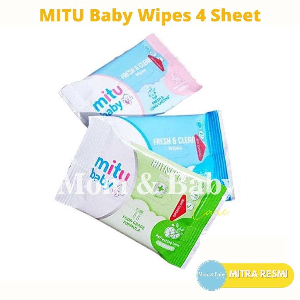 Mitu Baby Wipes ANTISEPTIC ISI 4 Sheet Tisu Basah bayi