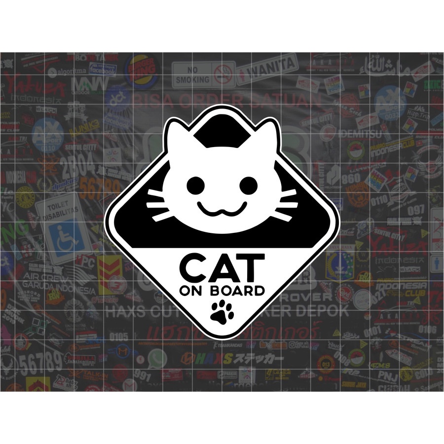 Cutting Sticker Cat On Board Ukuran 8 Cm Untuk Kaca Mobil