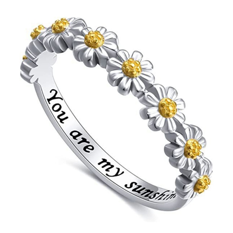 Cincin Wanita Desain Bunga Daisy You Are My Sunshine Untuk Pernikahan