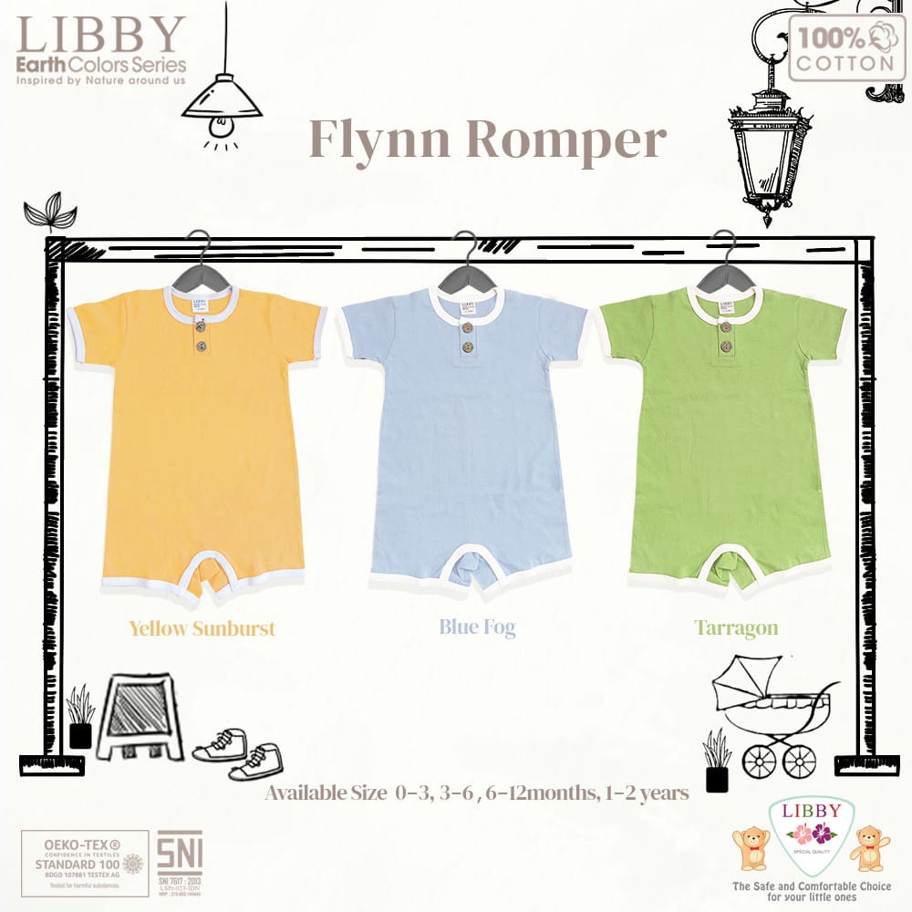 Flynn Romper/Jumper Segiempat Bayi Libby - SNI