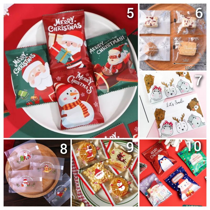 10pcs (PC22) Plastik Segel/Cookie Natal/Christmas