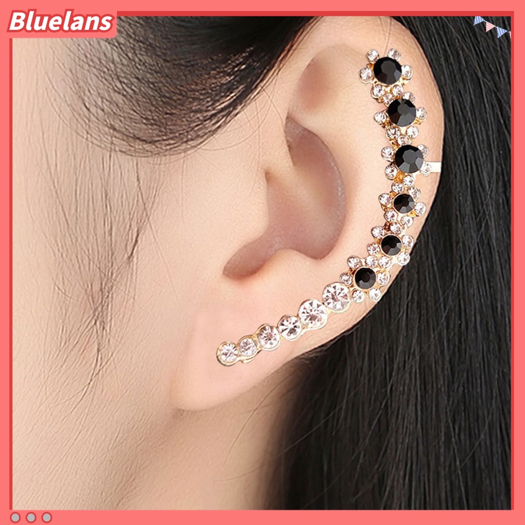 1 Pc Anting Stud Klip Tindik Berlian Imitasi Bentuk Kepingan Salju Untuk Perhiasan Wanita