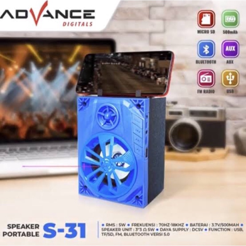 Speaker Advance S-31 S31 Portable Bluetooth Speaker