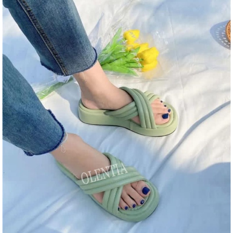 DN 01 Sandal Wanita wedges platform spon ringan