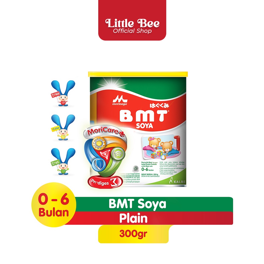 Susu pendamping ASI | 0-6 Bulan | MORINAGA BMT SOYA (300gr) | Untuk Bayi Alergi Susu Sapi