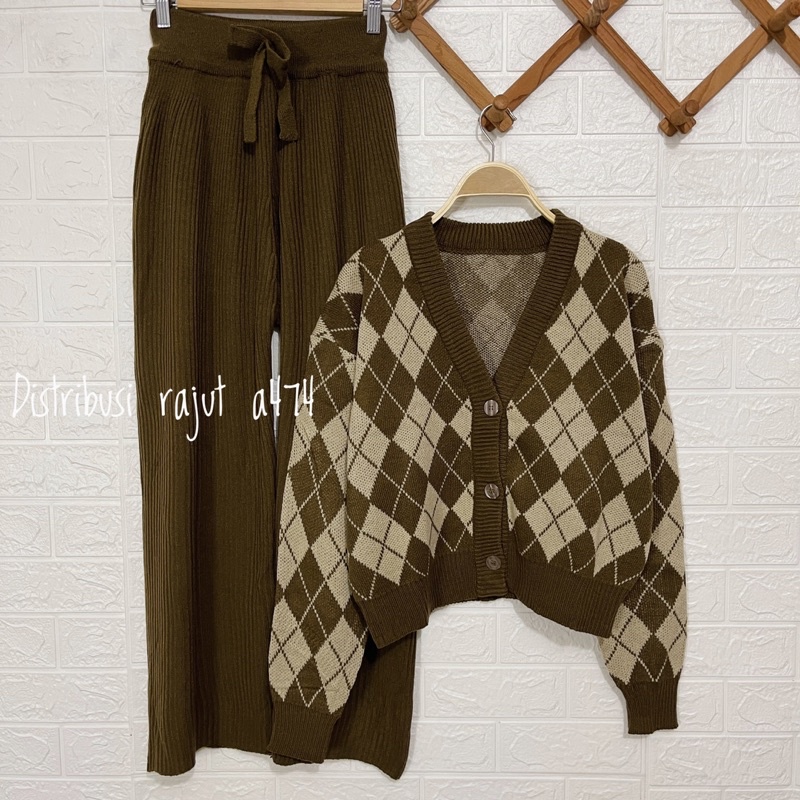 ONESET CARDIGAN KETUPAT SETELAN KULOT WANITA