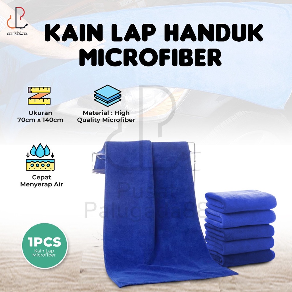 Kain Lap Handuk Microfiber BESAR 70cm x 140cm Quick Dry Cuci Lap Mobil 70X140 70 cm x 140 cm Mandi Cuci Motor