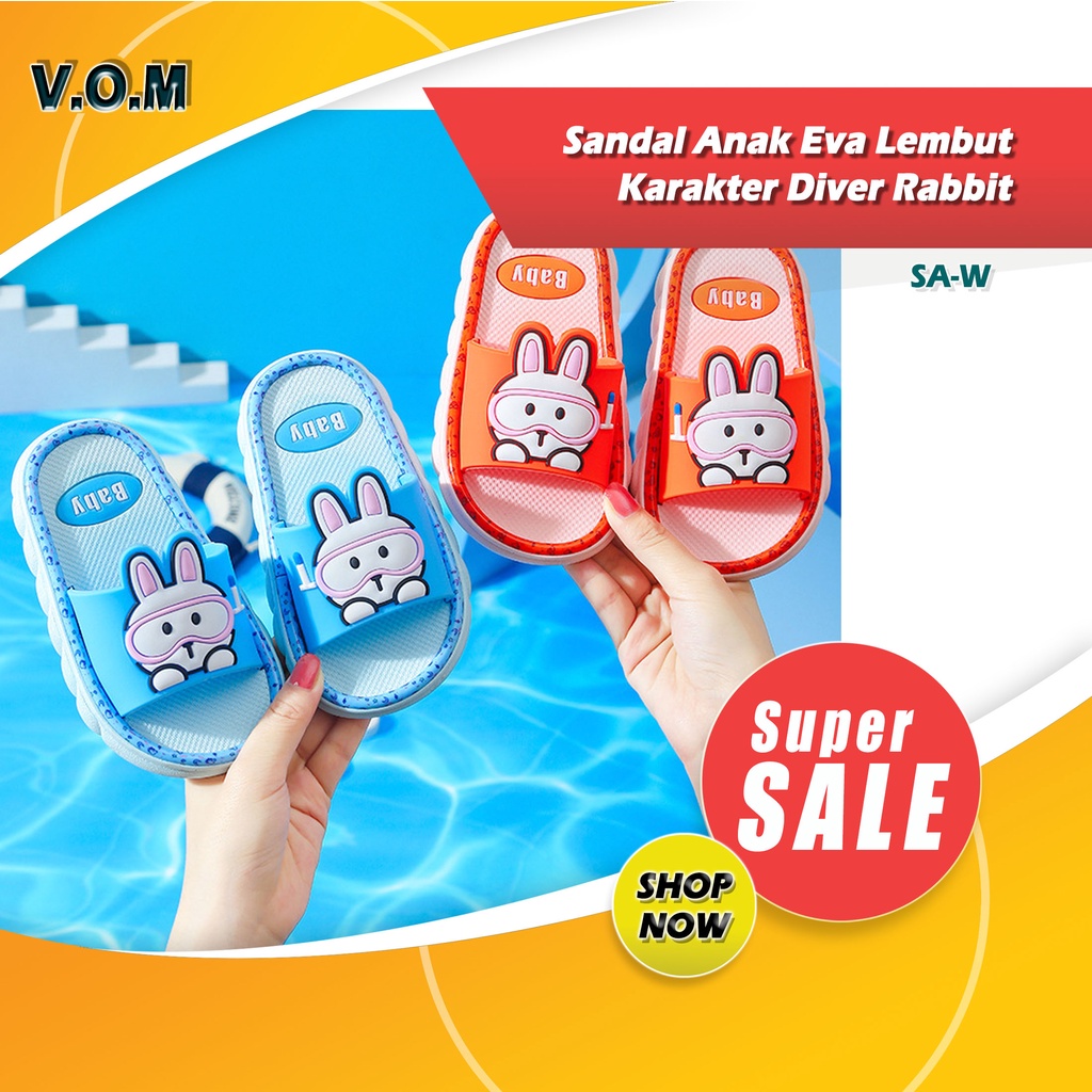 SA-W Sendal / Sandal Anak Eva Lembut Karakter Diver Rabbit 0834