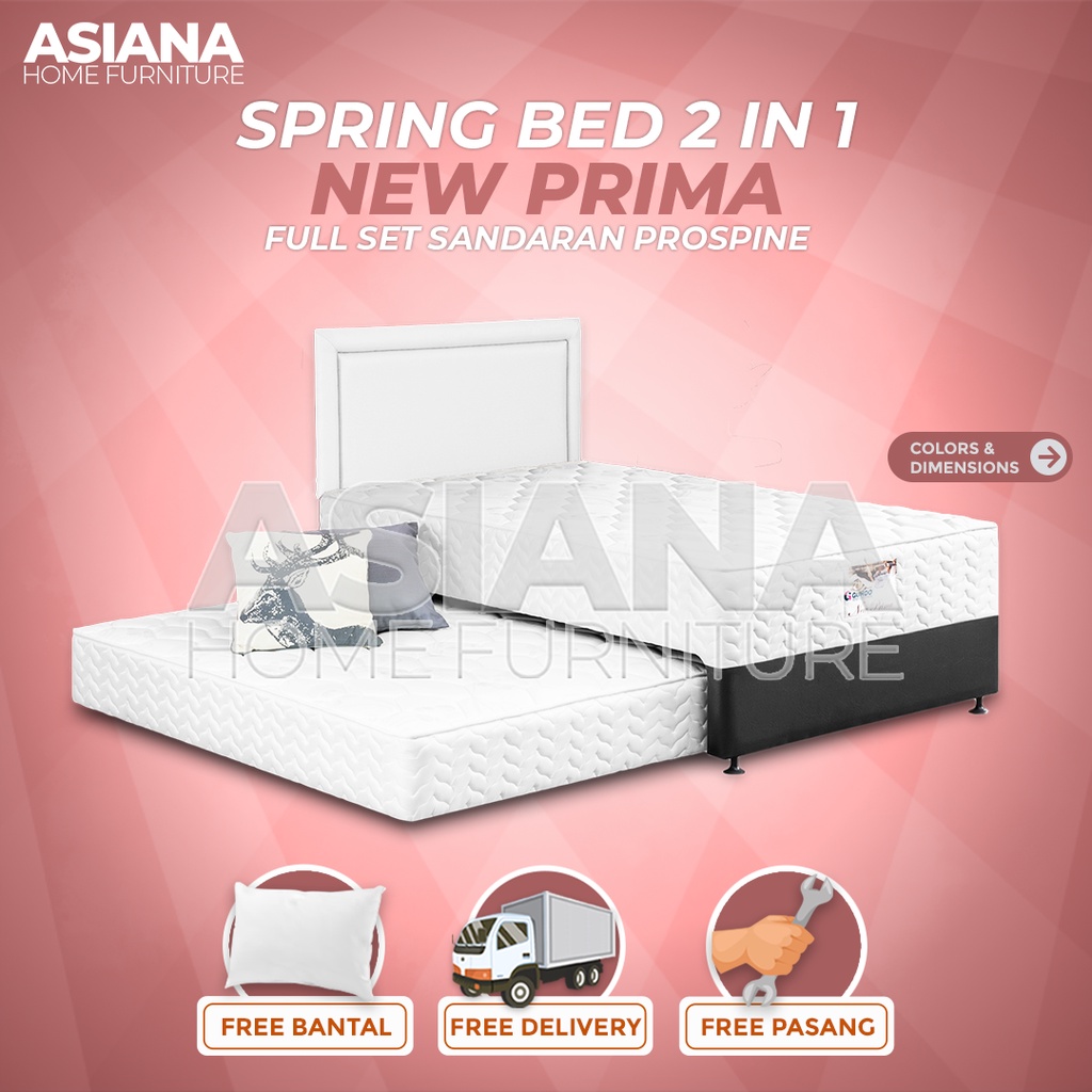 Guhdo Spring Bed Sorong 2 in 1 New Prima FULL SET Sandaran Prospine 90x200 / 100x200 / 120x200 /140x