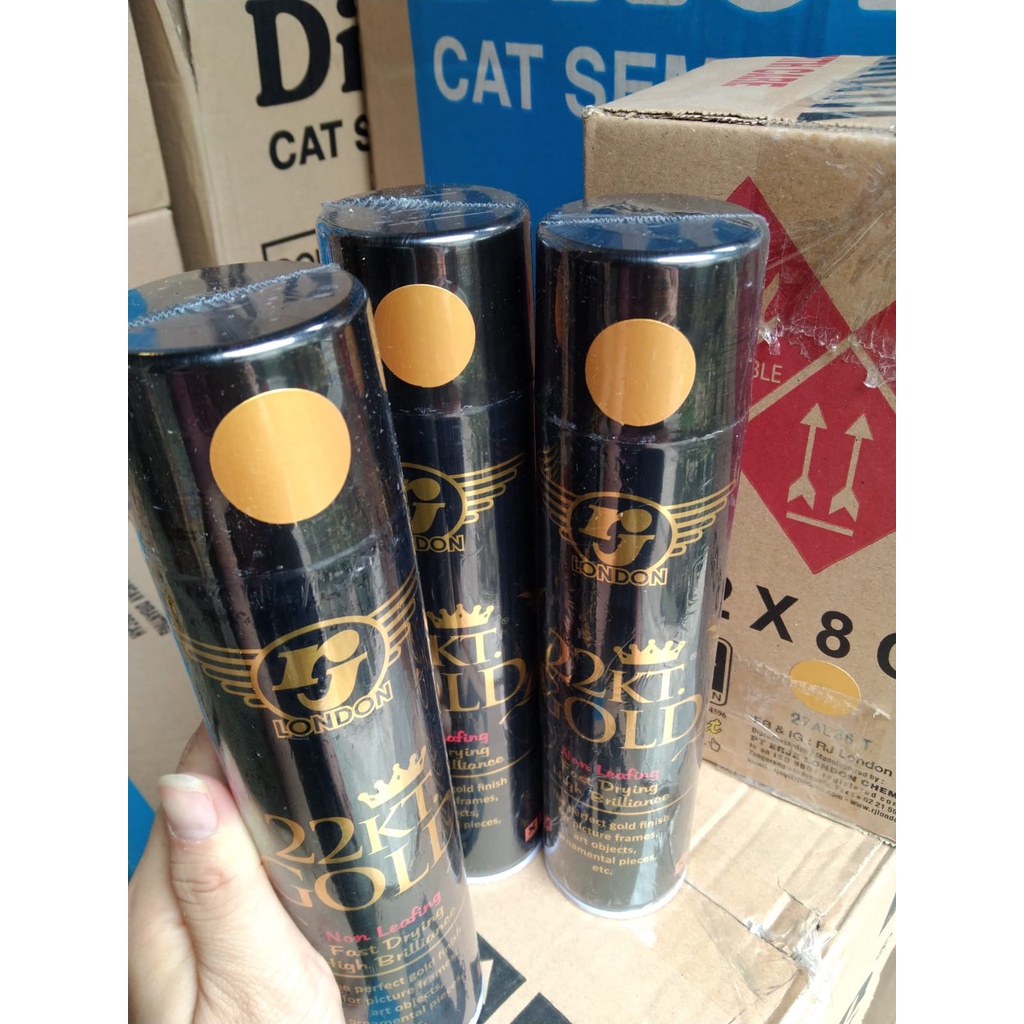 pilok pilox cat spray rj londong kuning 22kt gold kuning glossy 227gr